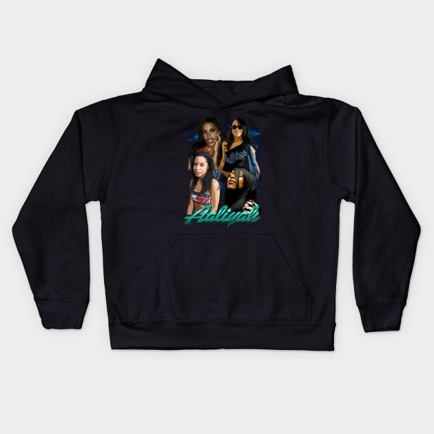 Heartbroken Harmony Aaliyahs Vintage R&B Couture Graphic Tee Series Kids Hoodie by RonaldEpperlyPrice